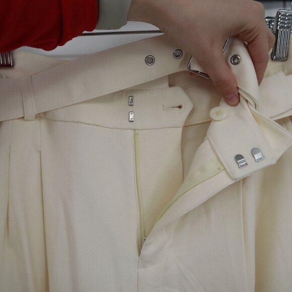 J. Crew Belted Twill Trouser Women 0 Cream Coastal Flowy Professional Career NWT - Picture 8 of 16
